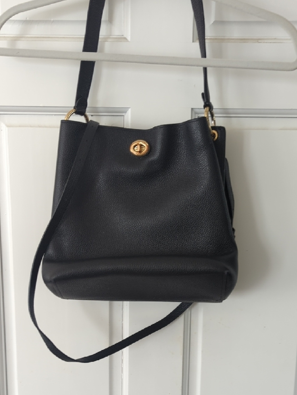 Coach Charlie Black Leather Shoulder Bag with Gold Hardware - Picture 3 of 11